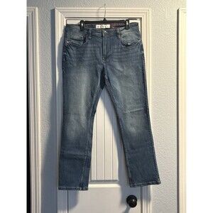 Artful Rebel Men's Blue Denim Jeans Straight Leg Size 34x30 Cotton Blend Staple